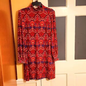 Tyler Boe "Marni" Tribal Print Longsleeve Velvet Dress Size M NWT